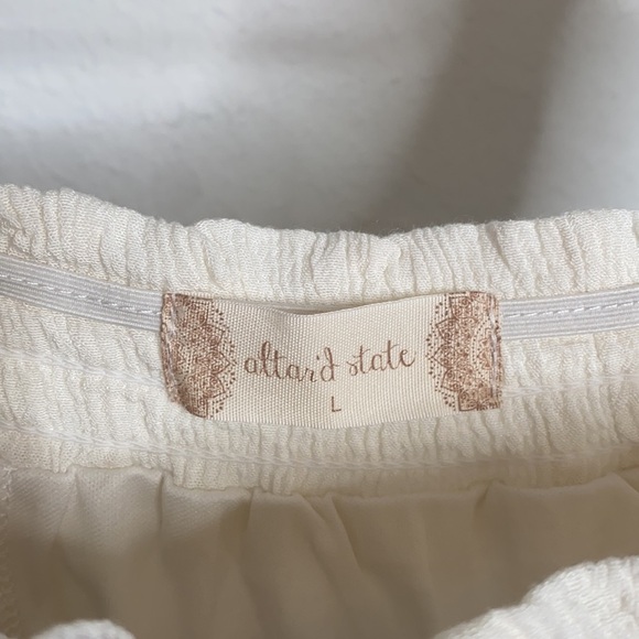 Altar'd State Women's White Embroidered Mini Dress Convertible Neck size Large - Picture 6 of 9